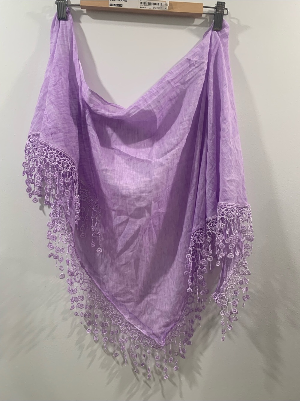 3/ $15 Delicate Lavender Lace-Trim Scarf - Women Accessories - Picture 2 of 3